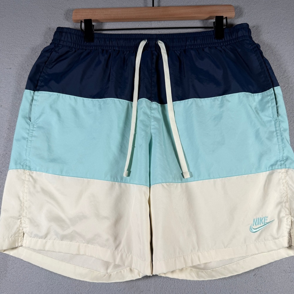 Nike Mens Sportswear Woven Flow Colorblock Shorts Navy Blue CJ4486-382 Large‎